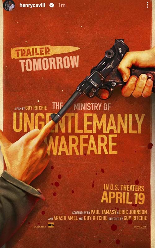 Henry Cavill begins countdown for Ministry of Ungentlemanly Warfare trailer