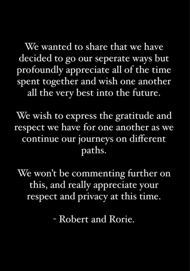 Robert Irwin and Rorie Buckey call it quits after dating for a year