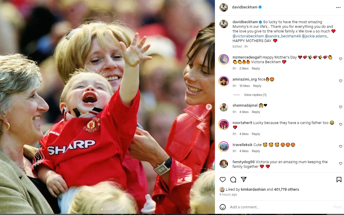 David Beckham sends love to Victoria and family matriarchs on UK Mother’s Day