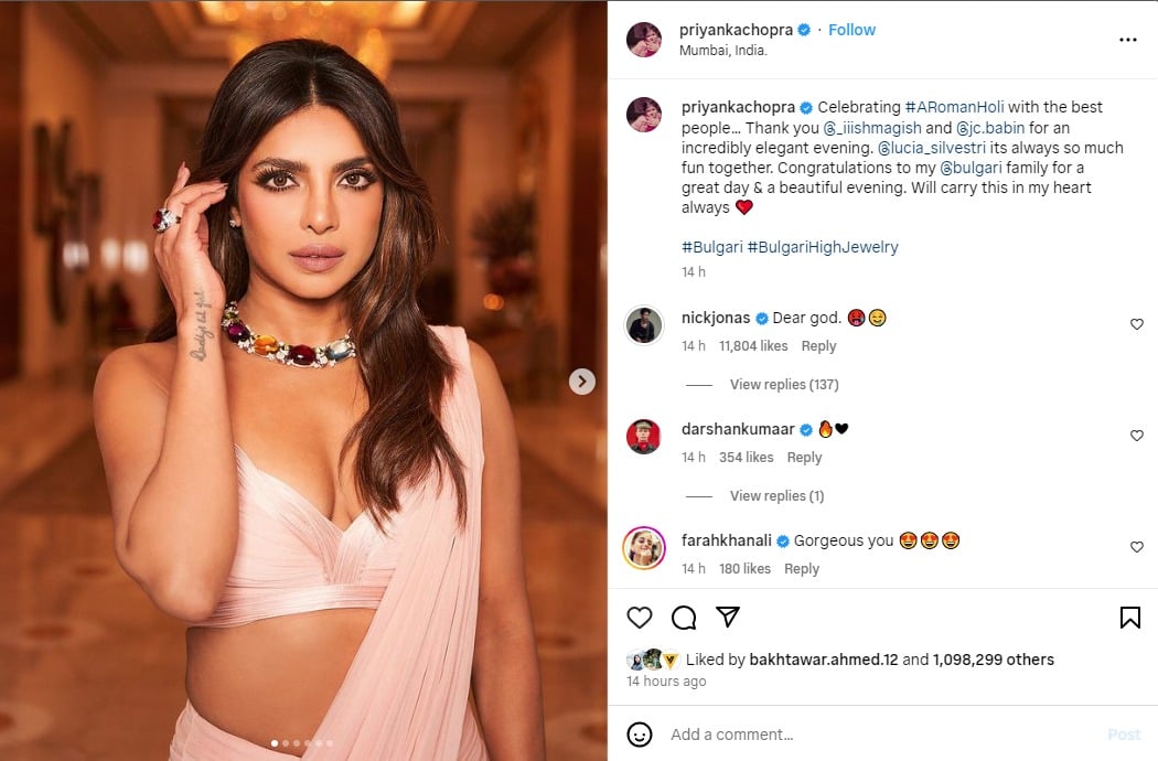 Nick Jonas amazed by Priyanka Chopra elegant look: ‘dear god’