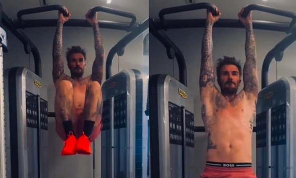 Watch: David Beckham gives sneak peek into his workout with messy hair