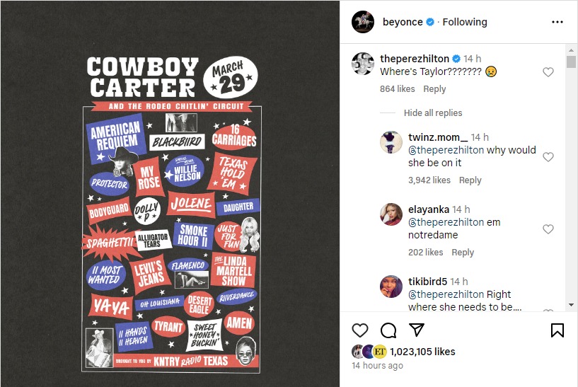 Beyoncé drops tracklist for upcoming album Act II: Cowboy Carter’