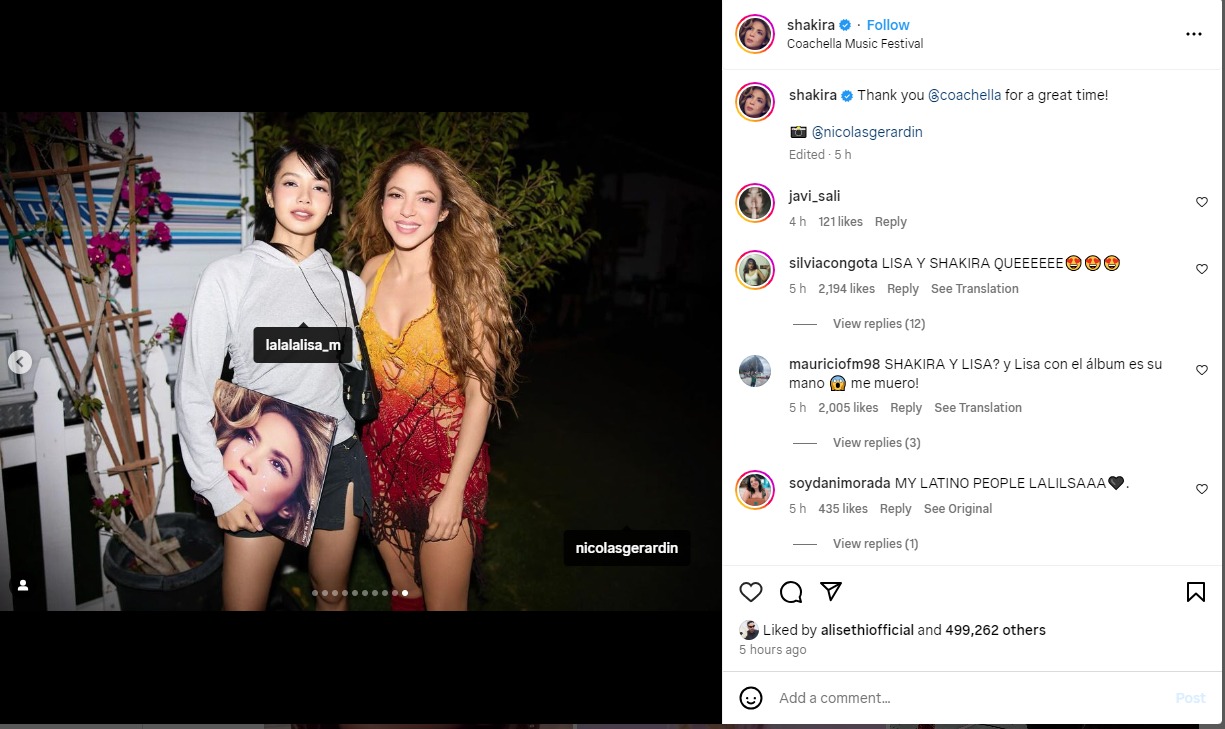 Shakira shares exciting moment with BLACKPINKs Lisa at Coachella 2024
