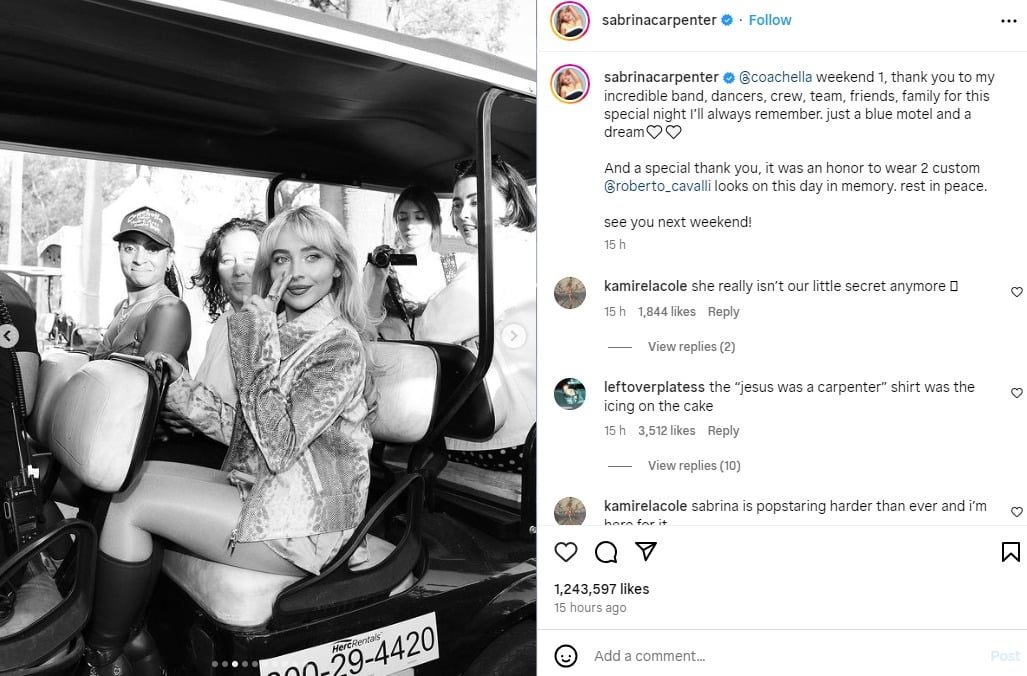 Sabrina Carpenter offers sneak peeks from enthralling Coachella performance