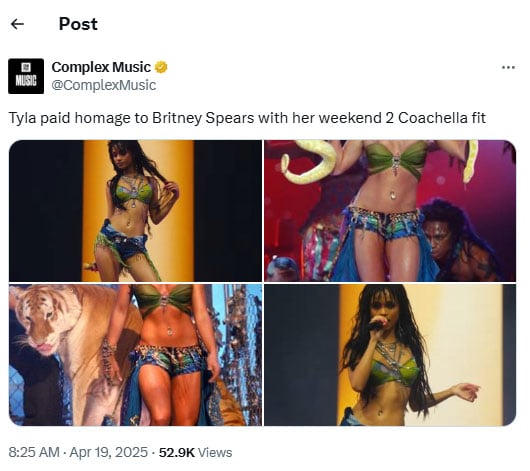 Tyla drops bombshell about Coachella look that sparked Britney Spears comparison