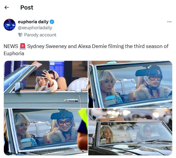 Sydney Sweeney, Alexa Demie reunite during filming of ‘Euphoria’ season three