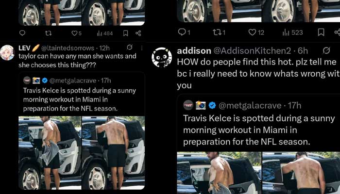 Travis Kelces viral shirtless photos leave Taylor Swift fans traumatized