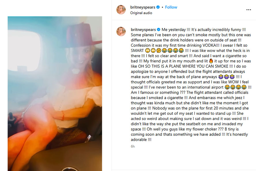 Britney Spears sets record straight over latest plane controversy