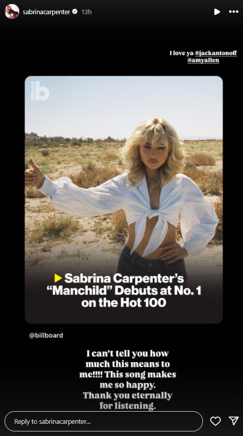 Sabrina Carpenter marks another major musical milestone