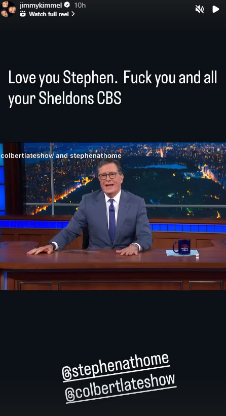 Jimmy Kimmel lends support to Stephen Colbert following The Late Show cancellation