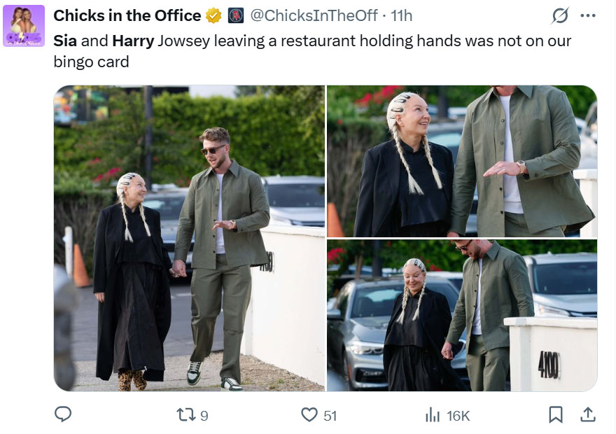 Sia sparks romance buzz with Harry Jowsey in recent outing