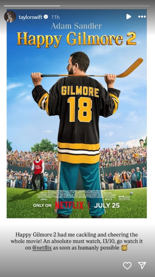 Taylor Swift applauds Travis Kelce’s cameo in ‘Happy Gilmore 2’