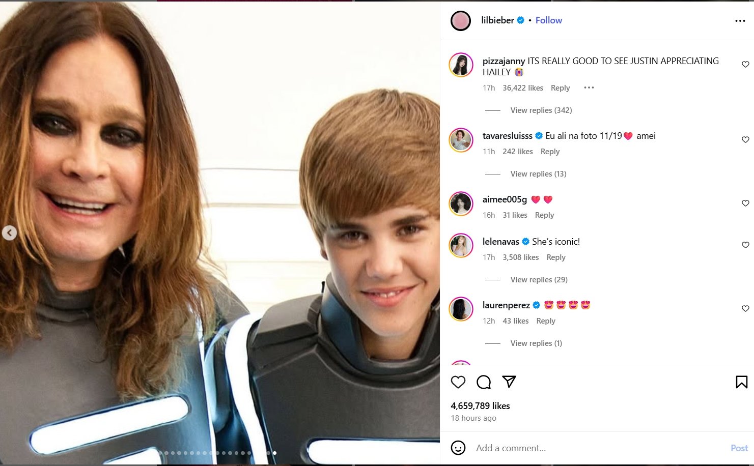 Justin Bieber subtly pays homage to late Ozzy Osbourne in heartfelt post