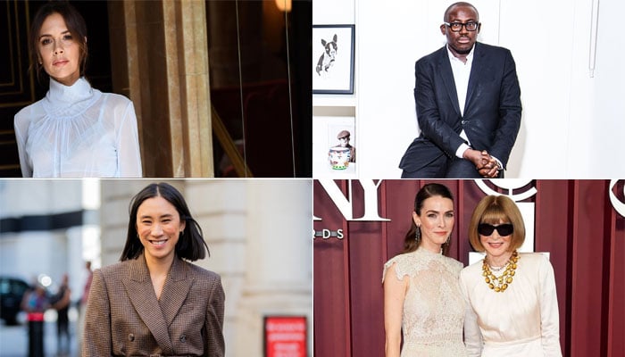From left to right: Victoria Beckham, Edward Enninful, Eva Chen, Bee Shaffer Carrozzini with Anna Wintour