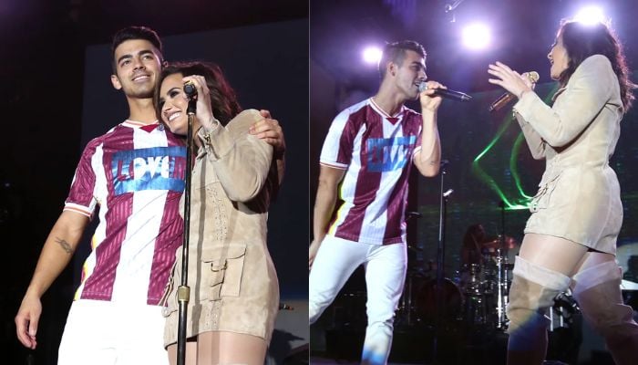 Joe Jonas, Demi Lovato sparkle on stage despite complicated history