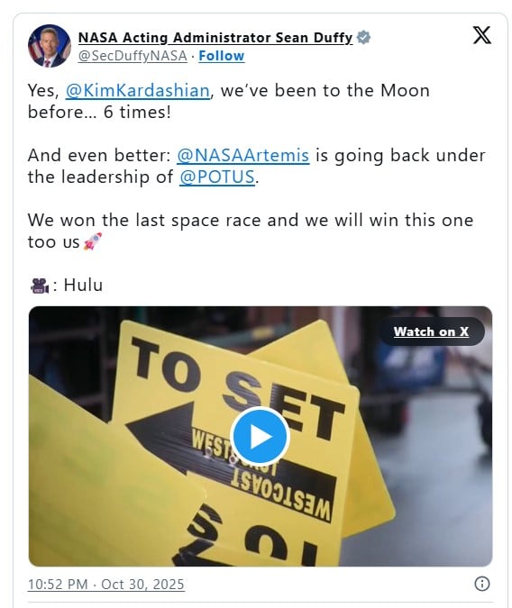 NASA reacts to Kim Kardashian’s moon landing remarks