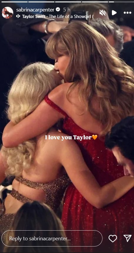 Sabrina Carpenter celebrates Taylor Swift’s ‘Showgirl’ album release