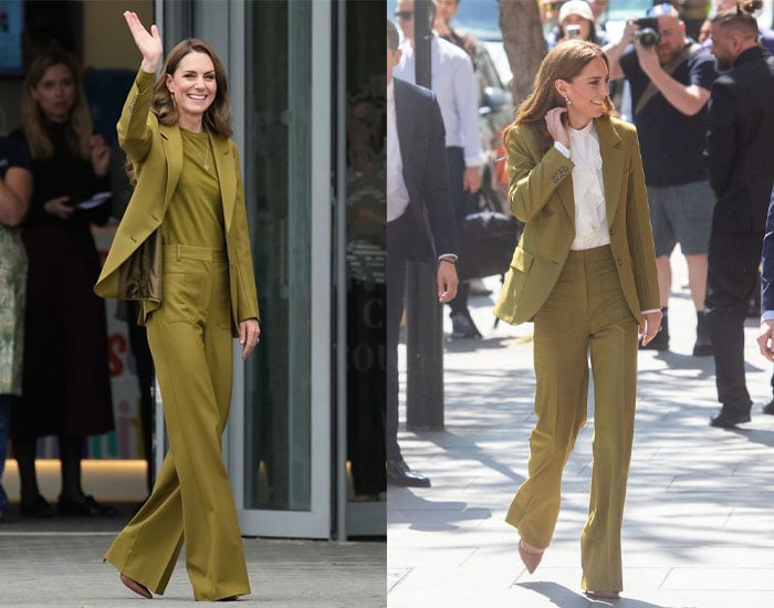 Right: Kate Middleton arriving at Home-Start UK/Left: British Fashion Council event