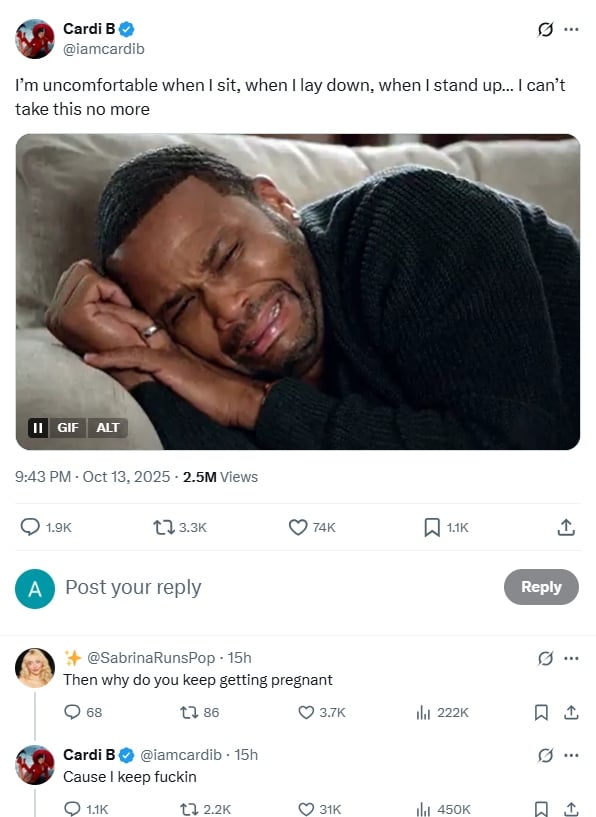 Cardi B blunt reply to fans asking why she keeps getting pregnant goes viral