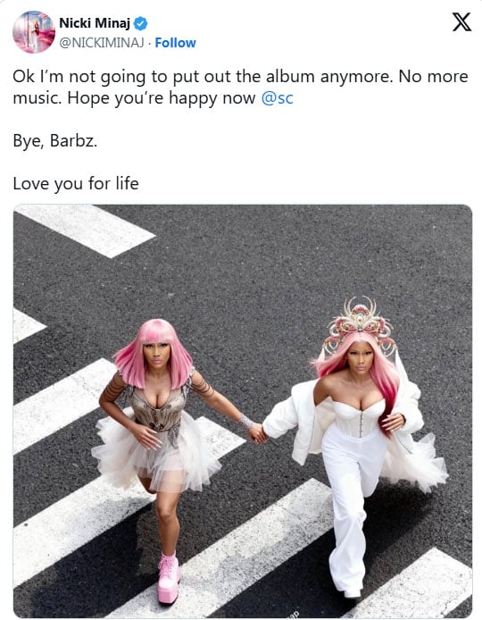 Nicki Minaj slams Jay-Z in a series of X posts