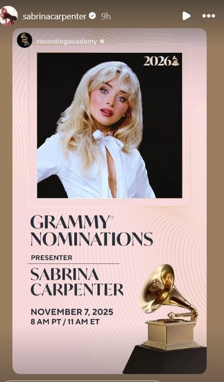 Sabrina Carpenter joins star-studded lineup to reveal 2026 Grammy nominees