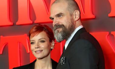 Lily Allen roasts David Harbour with her album bash gifts