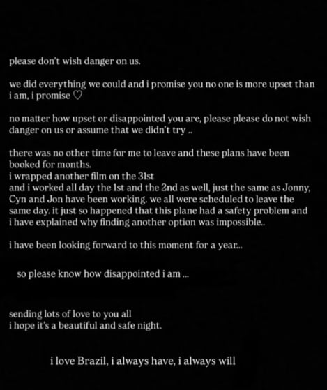 Ariana Grande breaks her silence after missing Wicked Brazil premiere