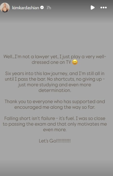 Kim Kardashian makes shocking revelation about California bar exam result