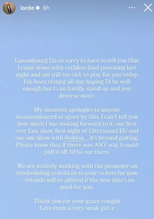 Lorde forced to take unexpected decision hours before Luxembourgs Rockhal