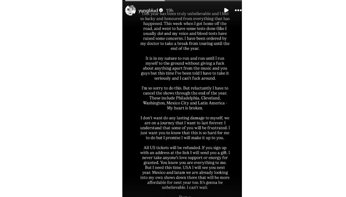 Yungblud steps back from US tour following doctors’ warning