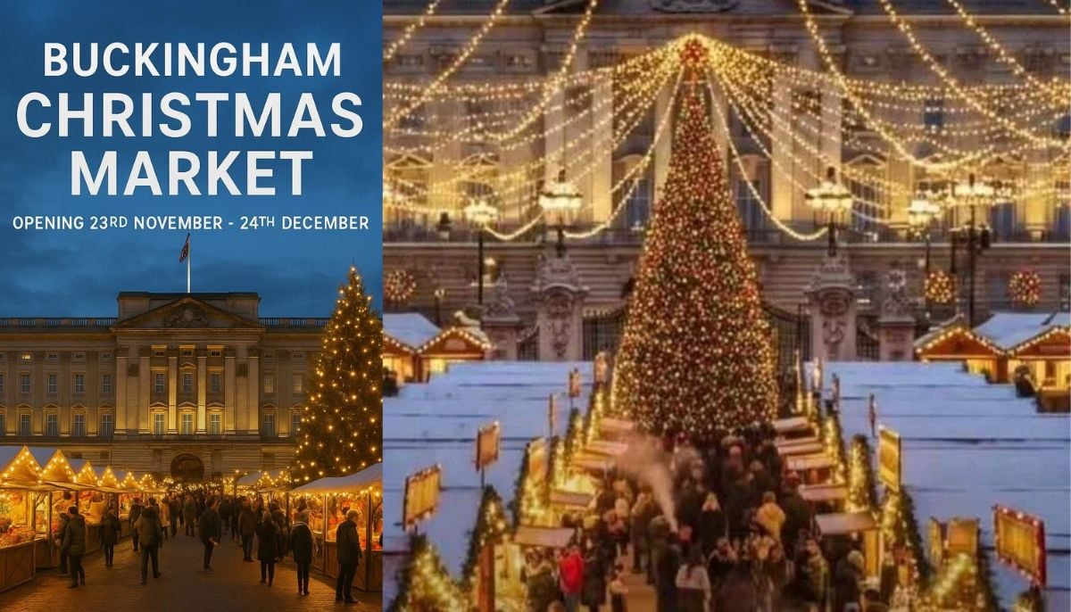 Crowd gathers at Buckingham Palace after fake AI Christmas market hoax