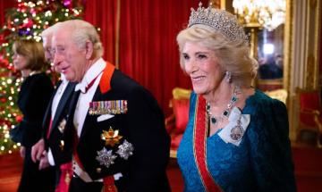 Queen Camilla dazzles with her own tiara moment alongside dolled up royals at Windsor banquet