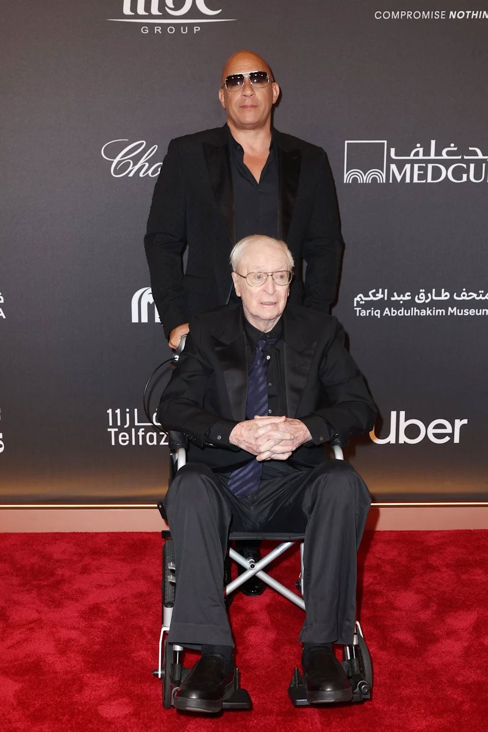 Michael Caine honored by Vin Diesel on the Red Carpet at the Red Sea Film Festival