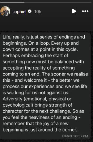 Sophie Turner reflects on joys of restarting life after recent split