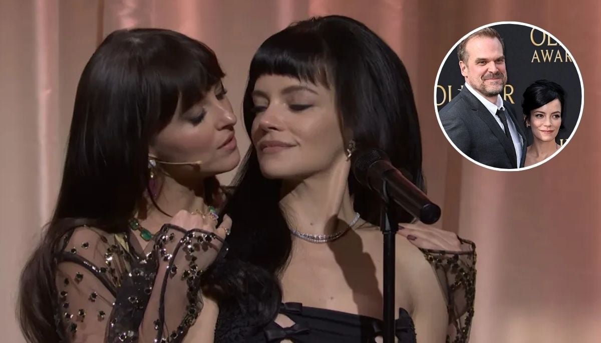 Dakota Johnson crashes Lily Allen’s performance on ‘SNL’ for subtle shade at David Harbour
