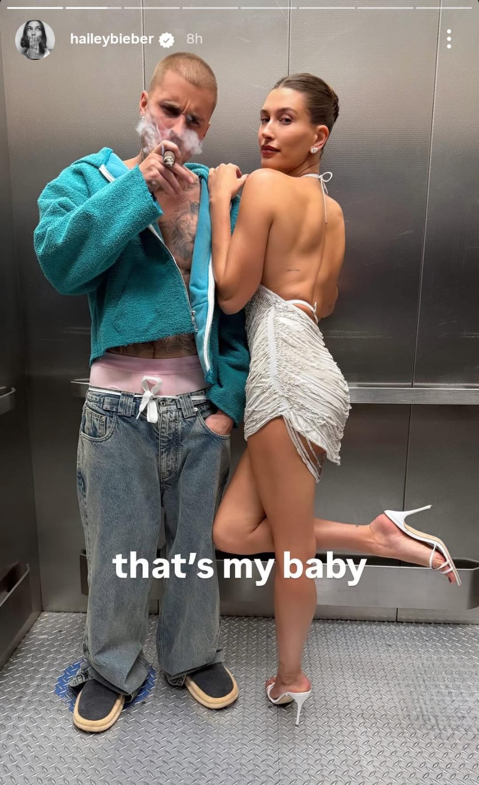 Hailey Bieber exclaims thats my baby at Justins shirtless 2026 Grammys performance