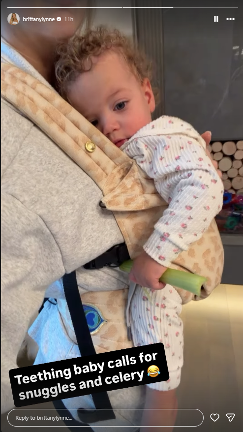Brittany Mahomes shares snuggles and celery cure for her teething baby