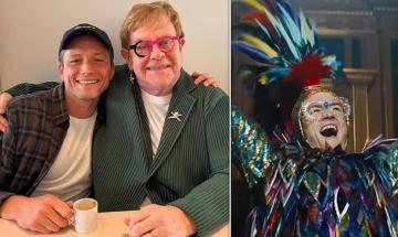 Elton John celebrates birthday with 'Rocketman' star Taron Egerton