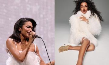 Olivia Dean flaunts long legs in fluffy white coat post awards success