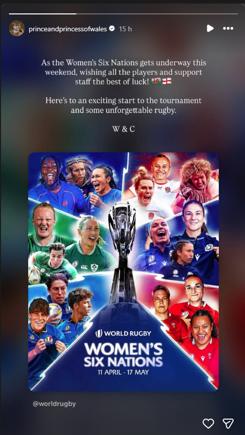 Prince William and Kate Middleton send luck to Womens Six Nations players