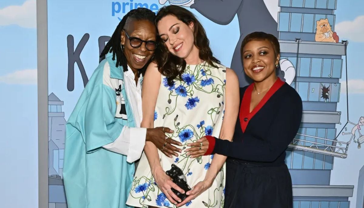 Aubrey Plaza flaunts baby bump at New York screening for Kevin series