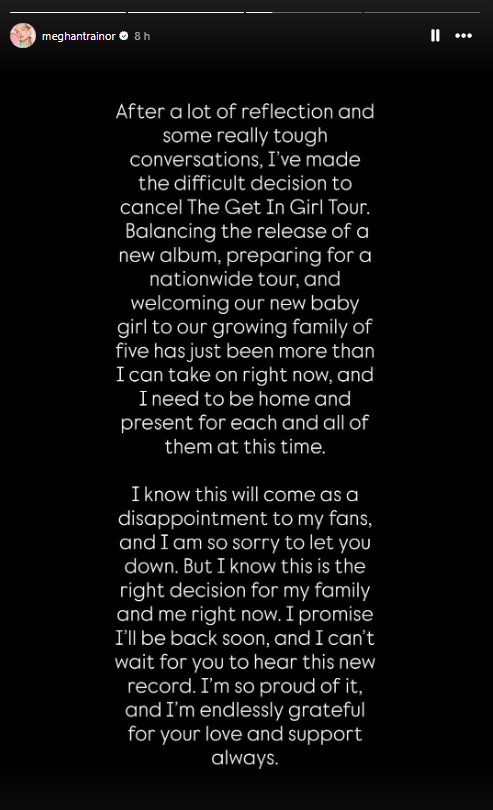 Fans shocked as Meghan Trainor scraps nationwide tour two months before opening night