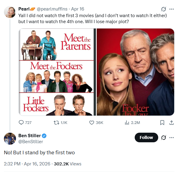 Ben Stiller admits third Meet the Parents film failed to meet expectations