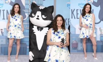 Aubrey Plaza flaunts baby bump at New York screening for Kevin series