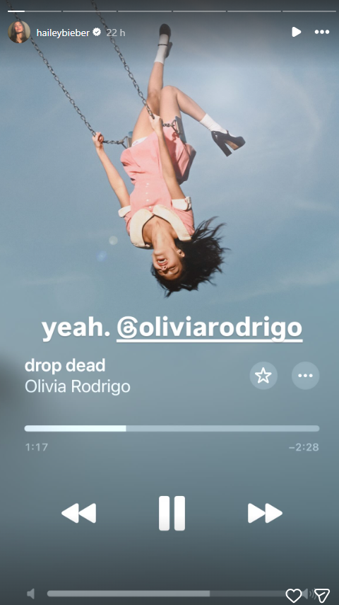 Credit: Hailey Bieber/Instagram Stories