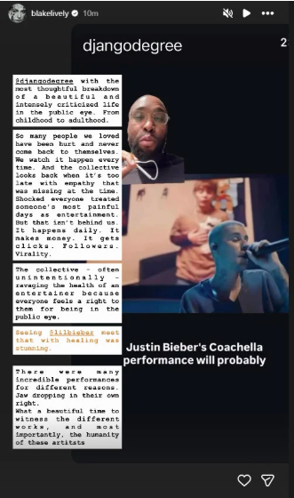 Justin Bieber’s Coachella return lauded by Blake Lively as beautiful and intensely criticised