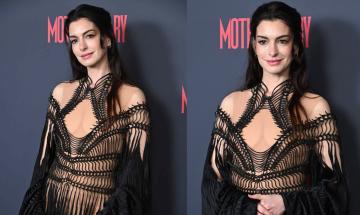 Anne Hathaway risks it all in sheer dress at 'Mother Mary' premiere