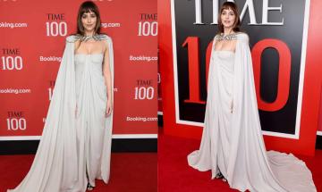 Dakota Johnson debuts ethereal Valentino cape look at TIME100 Gala
