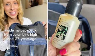 Cindy Maudsley reveals school backpack frozen in time since Columbine shooting