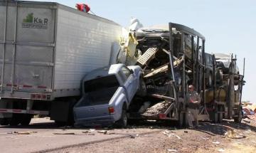 Father of two killed in tragic accident as semi truck tires crush car roof